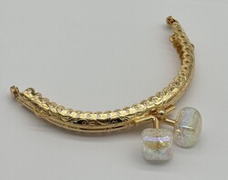 Angel Çanta Aksesuar 10 cm Light Gold Oval Cüzdan Çanta Klipsi Bursu Beyaz - Angel Çanta Aksesuar