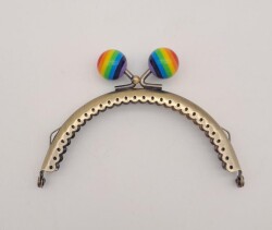 Angel Çanta Aksesuar 10.5 cm Renkli Şeker Başlıklı Cüzdan Çanta Klipsi Bursu Antik Metal - Angel Çanta Aksesuar