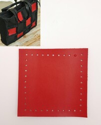 Angel Çanta Aksesuar 10x10 cm Kare Suni Deri Kırmızı Renk 1 Adet - Thumbnail