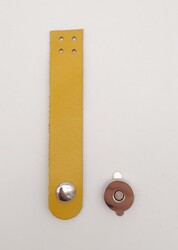 Angel Çanta Aksesuar - Angel Çanta Aksesuar 11x2 cm Limon Küfü Renk Gerçek Deri Düz Çanta Kapağı Gümüş Metalli