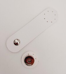 Angel Çanta Aksesuar 11x3 cm Beyaz Suni Deri Yuva Model Çanta Kapağı Gümüş Metalli - Thumbnail