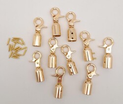 Angel Çanta Aksesuar 12 mm Light Gold Renk Kancalı Kovan 10 Adet - Angel Çanta Aksesuar