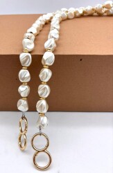 Angel Çanta Aksesuar 120 İncili Çanta Sapı Light Gold Metalli - Angel Çanta Aksesuar