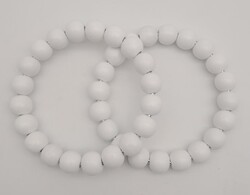 Angel Çanta Aksesuar 13 cm Ahşap Boncuklu Bilezik Model Beyaz Renk Çift Sap - Thumbnail