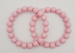 Angel Çanta Aksesuar 13 cm Ahşap Boncuklu Bilezik Model Pembe Renk Çift Sap - Angel Çanta Aksesuar