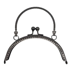 Angel Çanta Aksesuar 15.5 cm Tutmalı Oval Çanta Klipsi Cüzdan Bursu Füme Renk - Angel Çanta Aksesuar