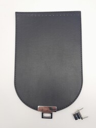 Angel Çanta Aksesuar 15x22 cm Suni Deri Siyah Renk Kapak Gümüş Metalli - Thumbnail