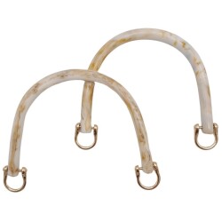 Angel Çanta Aksesuar 16 cm Akrilik Bej Renk Çanta Tutma Sapı Light Gold Metalli - Angel Çanta Aksesuar