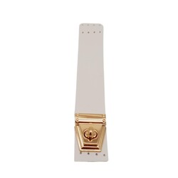 Angel Çanta Aksesuar - Angel Çanta Aksesuar 18x3.5 cm Suni Deri Beyaz Renk Kapak Light Gold Metalli