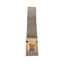 Angel Çanta Aksesuar 18x3.5 cm Suni Deri Parlak Gri Renk Kapak Light Gold Metalli - Angel Çanta Aksesuar