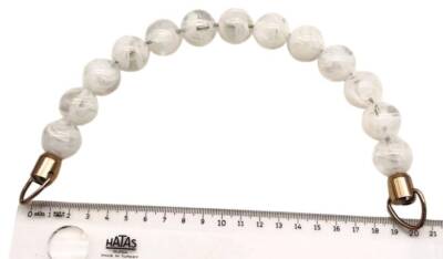 Angel Çanta Aksesuar 20 Cm 22 Mm Boncuklu Çanta Sapı Gümüş Metalli Beyaz Tonlu - 1