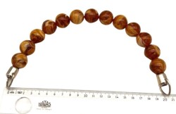 Angel Çanta Aksesuar 20 Cm 22 Mm Boncuklu Çanta Sapı Gümüş Metalli Sütlü Kahve Tonlu - Angel Çanta Aksesuar