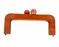 Angel Çanta Aksesuar 20 Cm Ahşap Çanta Bursu Koyu Renk Yuvarlak Toplu - Angel Çanta Aksesuar