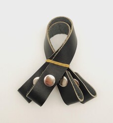 Angel Çanta Aksesuar 30 cm Gerçek Deri Siyah Renk Çıtçıtlı Sap Gümüş Metalli - Thumbnail