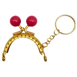 Angel Çanta Aksesuar 5 cm Anahtarlıklı Toplu Cüzdan Klipsi Fuşya Renk Gold Metal - Angel Çanta Aksesuar