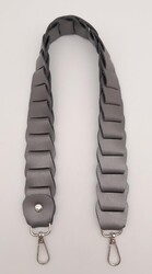 Angel Çanta Aksesuar 62 cm Yassı Örgü Model Suni Deri Gri Çanta Sapı Gümüş Metalli - Thumbnail