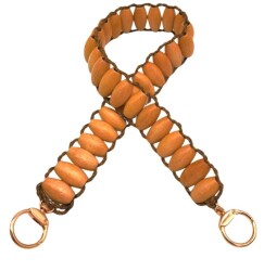 Angel Çanta Aksesuar 65x3 cm Açık Renk Oval Ahşap Boncuklu Ahşap Tek Çanta Sapı - Angel Çanta Aksesuar
