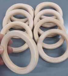 Angel Çanta Aksesuar 7 Cm Ahşap Halka (Yassı Model) 1 Adet - Angel Çanta Aksesuar