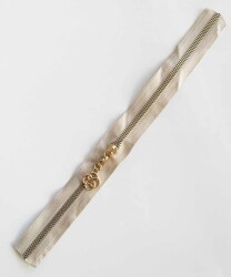 Angel Çanta Aksesuar Başlıklı Fermuar 30 Cm Light Gold Metal Bej - Angel Çanta Aksesuar