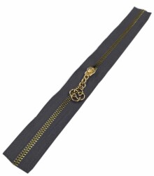Angel Çanta Aksesuar Başlıklı Fermuar 30 Cm Light Gold Metal Koyu Gri - Angel Çanta Aksesuar