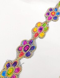 Angel Çanta Aksesuar - Angel Çanta Aksesuar Renkli Şerit Süs Çiçek Model