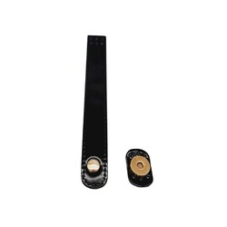 Angel Çanta Aksesuar Rugan Deri 18x2.3 cm Çanta Kapağı Siyah Renk Light Gold Metalli - Thumbnail