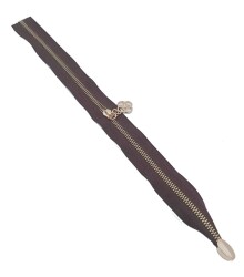 Angel Çanta Aksesuar Tek Stoplu 45 Cm Fermuar Light Gold Metal Kahverengi Renk - Angel Çanta Aksesuar