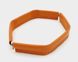 Angel Çanta Aksesuar Turuncu Renk Derili Metal Çanta Ağzı 25 Cm - Angel Çanta Aksesuar