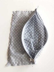Angel Çanta Aksesuar 20X30 Cm Dikilmiş Fermuarlı Astar Gri Puantiye - Angel Çanta Aksesuar