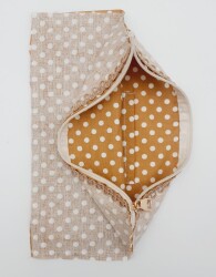 Angel Çanta Aksesuar 20X30 Cm Dikilmiş Fermuarlı Astar Hardal Sarı Puantiyeli - Angel Çanta Aksesuar