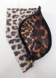 Angel Çanta Aksesuar 20X30 Cm, Dikilmiş Halde, Fermuarlı Astar Leopar - Angel Çanta Aksesuar