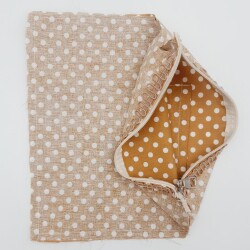 Angel Çanta Aksesuar 28X28 Cm Dikilmiş Fermuarlı Astar Hardal Sarı Puantiyeli - Angel Çanta Aksesuar