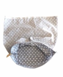 Angel Çanta Aksesuar 28X28 Cm Dikilmiş Fermuarlı Astar Puantiye Açık Gri - Angel Çanta Aksesuar