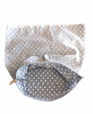 Angel Çanta Aksesuar 28X28 Cm Dikilmiş Fermuarlı Astar Puantiye Açık Gri - 1