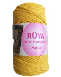 Angel Çanta Aksesuar 3 Büküm Makrome İpi Hardal Sarı Renk No:3 - Angel Çanta Aksesuar