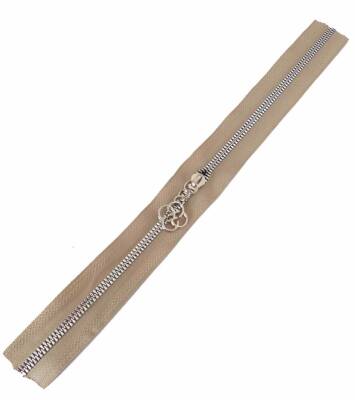 Angel Çanta Aksesuar Başlıklı Fermuar 30 Cm Gümüş Metal Bej - 1