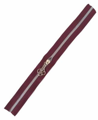Angel Çanta Aksesuar Başlıklı Fermuar 30 Cm Gümüş Metal Bordo - 1