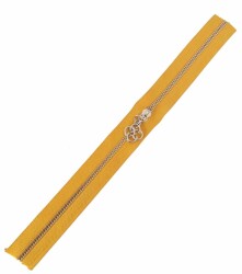 Angel Çanta Aksesuar Başlıklı Fermuar 30 Cm Gümüş Metal Hardal Sarı - Angel Çanta Aksesuar