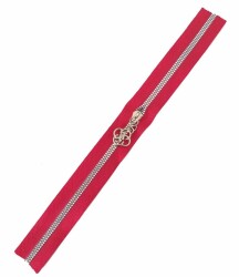 Angel Çanta Aksesuar Başlıklı Fermuar 30 Cm Gümüş Metal Kırmızı - Angel Çanta Aksesuar