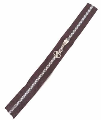 Angel Çanta Aksesuar Başlıklı Fermuar 30 Cm Gümüş Metal Koyu Vizon - 1