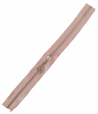 Angel Çanta Aksesuar Başlıklı Fermuar 30 Cm Gümüş Metal Pudra - 1