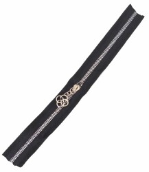 Angel Çanta Aksesuar Başlıklı Fermuar 30 Cm Gümüş Metal Siyah - Angel Çanta Aksesuar