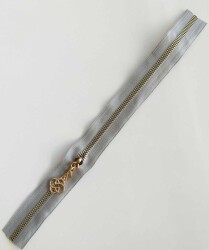 Angel Çanta Aksesuar Başlıklı Fermuar 30 Cm Light Gold Metal Açık Gri - Angel Çanta Aksesuar