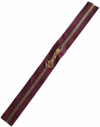 Angel Çanta Aksesuar Başlıklı Fermuar 30 Cm Light Gold Metal Bordo - Angel Çanta Aksesuar