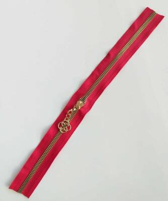 Angel Çanta Aksesuar Başlıklı Fermuar 30 Cm Light Gold Metal Kırmızı - 1