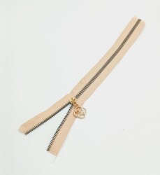 Angel Çanta Aksesuar Başlıklı Fermuar 30 Cm Light Gold Metal Somon - Angel Çanta Aksesuar