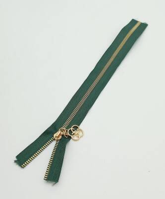 Angel Çanta Aksesuar Başlıklı Fermuar 30 Cm Light Gold Metal Zümrüt Yeşili - 1