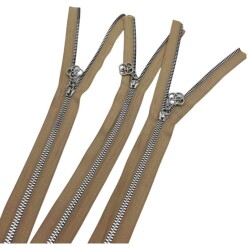 Angel Çanta Aksesuar Başlıklı Fermuar Set 30 Cm Gümüş Metal Bej 3 Adet - Angel Çanta Aksesuar