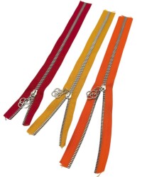 Angel Çanta Aksesuar Başlıklı Fermuar Set 30 Cm Gümüş Metal (Kırmızı, Turuncu, Sarı) - Angel Çanta Aksesuar