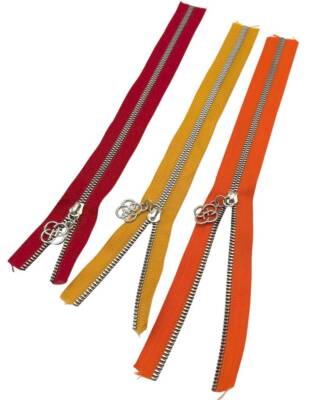 Angel Çanta Aksesuar Başlıklı Fermuar Set 30 Cm Gümüş Metal (Kırmızı, Turuncu, Sarı) - 1